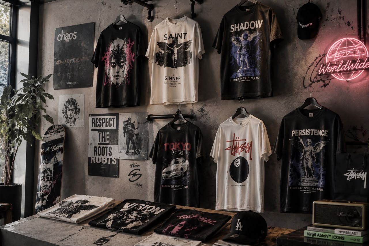 Portada streetwear con camisetas premium Dita Essence